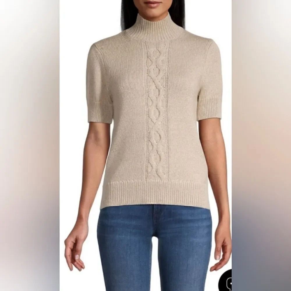 Lafayette 148 New York cropped cashmere &silk pullover size XS